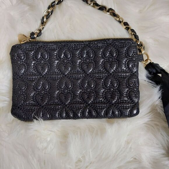 Deux lux quilted black wristlet clutch evening bag - Picture 1 of 10
